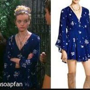 Free People Jasmine Floral Embroidered V-Neck Mini Dress Fluted Sleeve Size 2